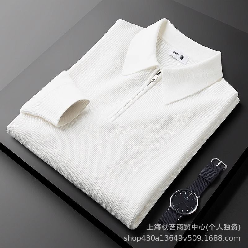 秋冬新款半拉链polo领衫男士商务休闲毛衣套头针织打底衫