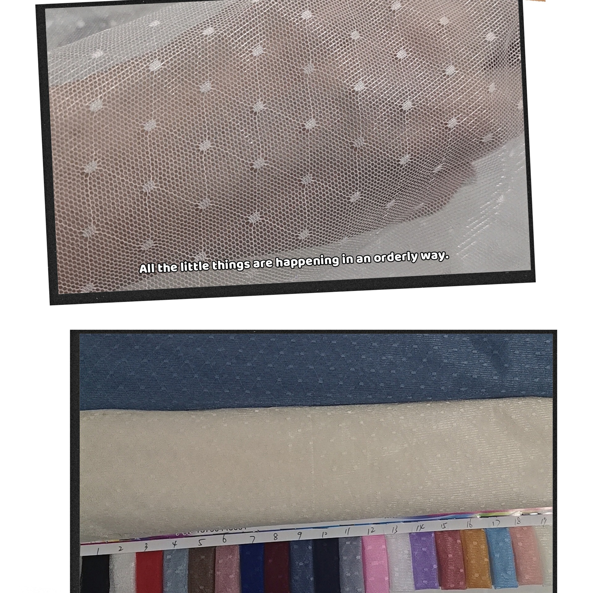 多色现货供应~无弹涤纶网孔密实菱形小椭圆点提花网纱裙装等面料