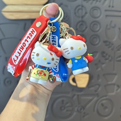 かわいい漫画赤と青 kt 猫キーホルダーサンリオ人形バッグキーホルダーペンダントイベント人形マシンギフト