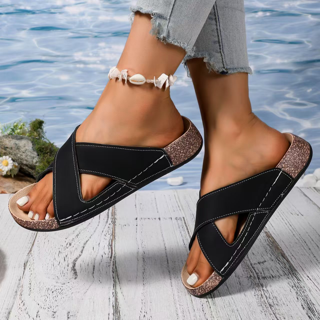 Women's Flat Strap Sandals Casual Beach Shoes For Summer Season_voghion.com