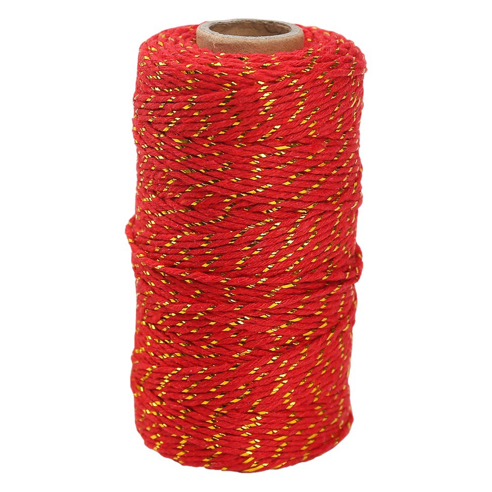 100 м/золото и серебро шелковый хлопковый шнур DIY ручная работа подарочная упаковка связывающая веревка Рождественское украшение бирка веревка