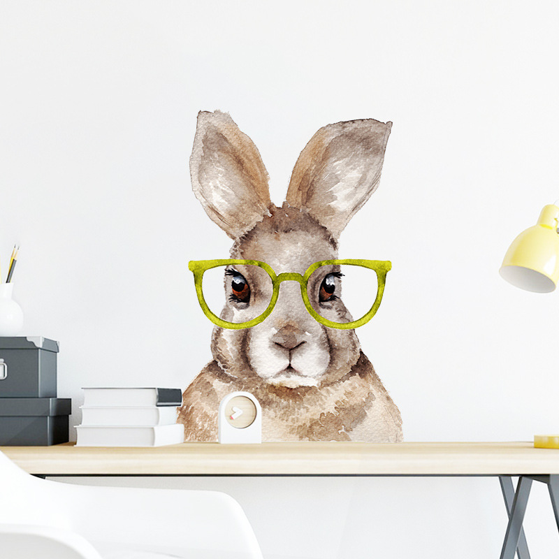 New Cartoon Rabbit Wearing Glasses Decorative Wall Stickers display picture 4
