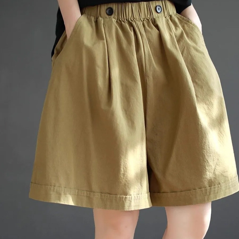 2026 New Plus Size Women's Elastic Waist Capri Pants, Wide-Leg Pants, Casual Cargo Pants, Pure Cotton Shorts with Versatile Pockets 2026 New Plus Size Women's Elastic Waist Capri Pants, Wide-Leg Pants, Casual Cargo Pants, Pure Cotton Shorts with Versatile Pockets