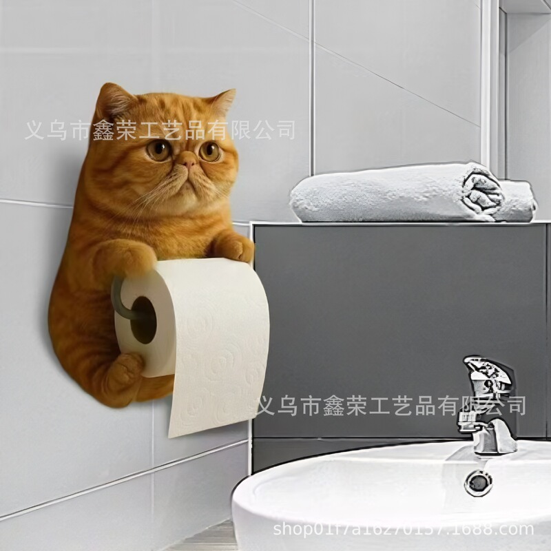 跨境爆款可爱猫咪纸巾架厕所家居装饰品树脂摆件高级感小众工艺品|undefined