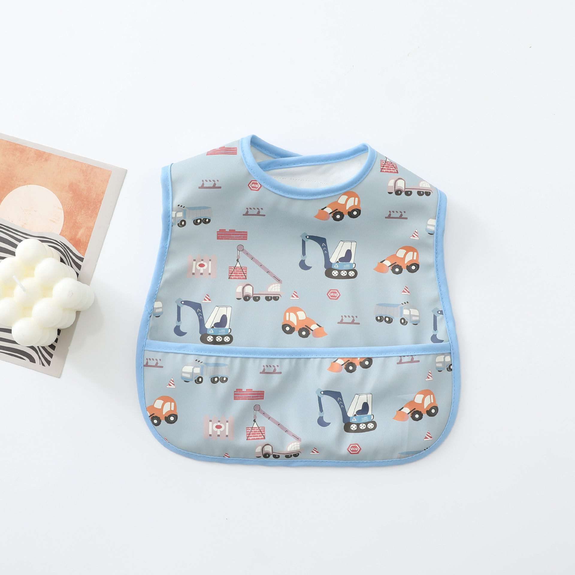 Pu 작은 턱받이 블루 굴삭기