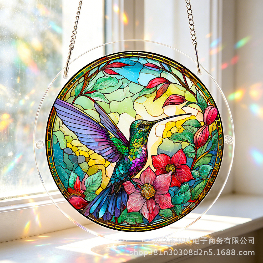 Nuevos productos transfronterizos de primavera pájaros de color de EE.UU. 250 aniversario acrílico rompecabezas ventana captador de luz image 2
