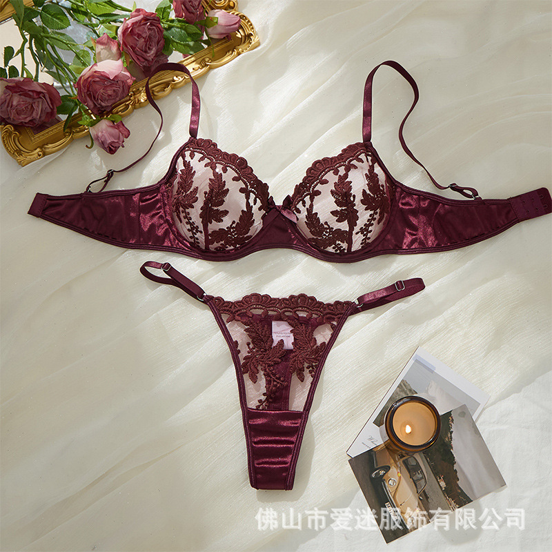 Palace-Style Sexy Lingerie for Women, Ultra-Thin Mesh Lace Lingerie Bra Set, Brown-Purple Sexy Set 24043 Palace-Style Sexy Lingerie for Women, Ultra-Thin Mesh Lace Lingerie Bra Set, Brown-Purple Sexy Set 24043