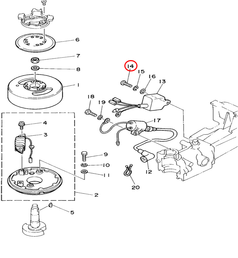 14)翟墨DEMONS舷外机船外橡皮艇十字开槽圆柱头螺钉97885-06016