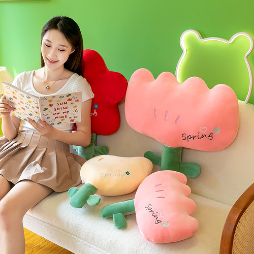 Creative little red flower pillow girl heart tulip pillow bed plush toy sofa cushion doll gift batch