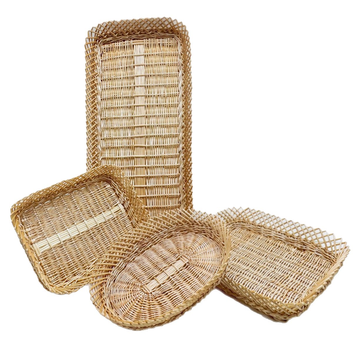 Bandeja de frutas de mimbre, canasta de pan al vapor, canasta de almacenamiento de verduras cocidas, supermercado doméstico, canasta de almacenamiento de artículos diversos, canasta de pan multifuncional