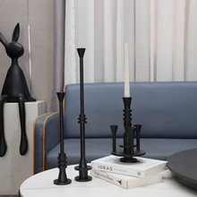现代简约黑色创意组合烛台摆件桌面客厅餐厅酒店样板房家居装饰品