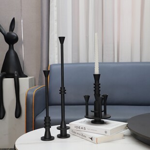 Modern Simple Black Creative Combination Candlestick Ornaments Desktop Living Room Restaurant Hotel Model Room Home Decorations