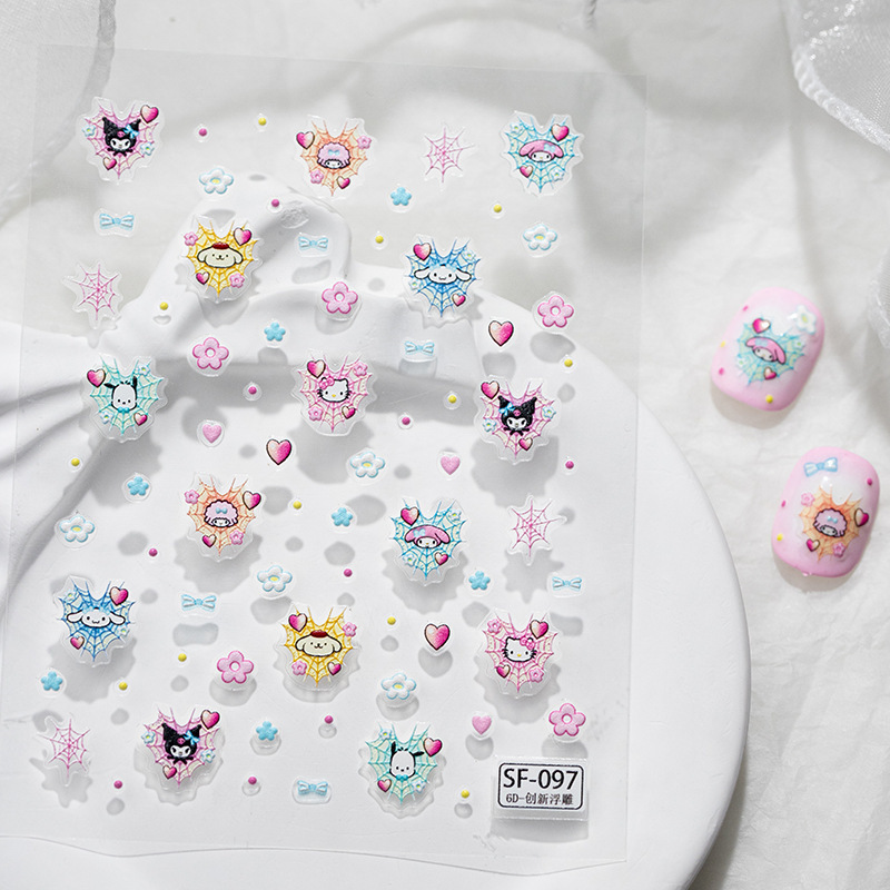 Sky Cute Spider Web Cartoon Kuromi Melody Kitty Nail Art Stickers Sweetheart Star Love Nail Stickers Sky Cute Spider Web Cartoon Kuromi Melody Kitty Nail Art Stickers Sweetheart Star Love Nail Stickers