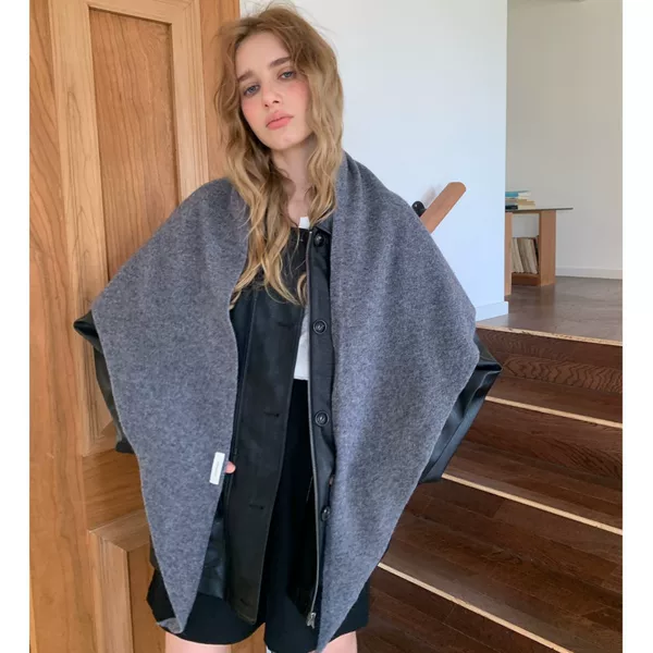 Cross-border solid-color 100% pure wool large shawl, perfect for autumn and winter styling, providing warmth and neck protection; triangular scarf, wholesale available