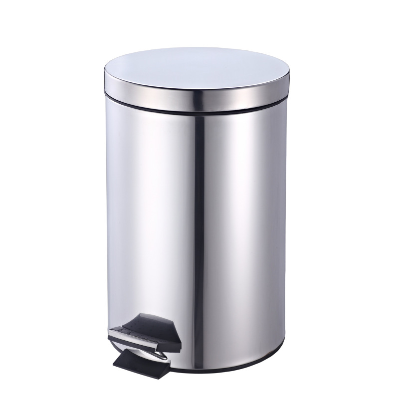 Thickened Foot Pedal Trash Can with Lid, 5L Stainless Steel, for Home, Bathroom, Hotel, Office, Large Capacity