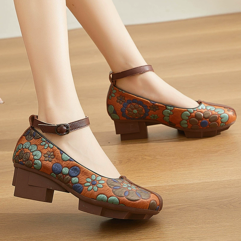 嫔妃丽人 Ethnic shoes, anklet, belt, ethnic style, genuine leather, autumn