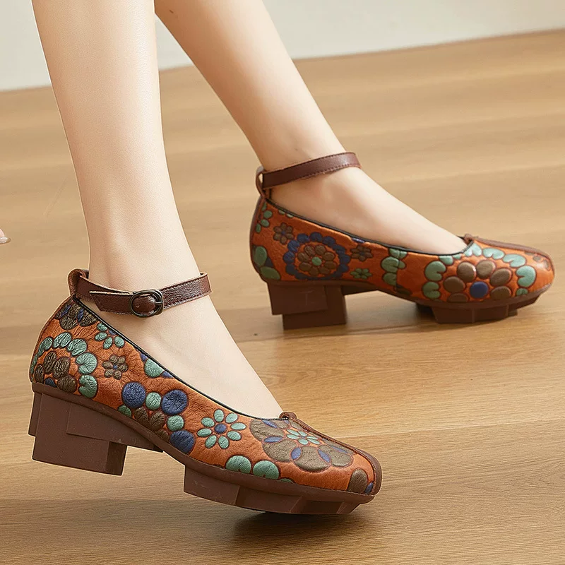 嫔妃丽人 Ethnic shoes, anklet, belt, ethnic style, genuine leather, autumn