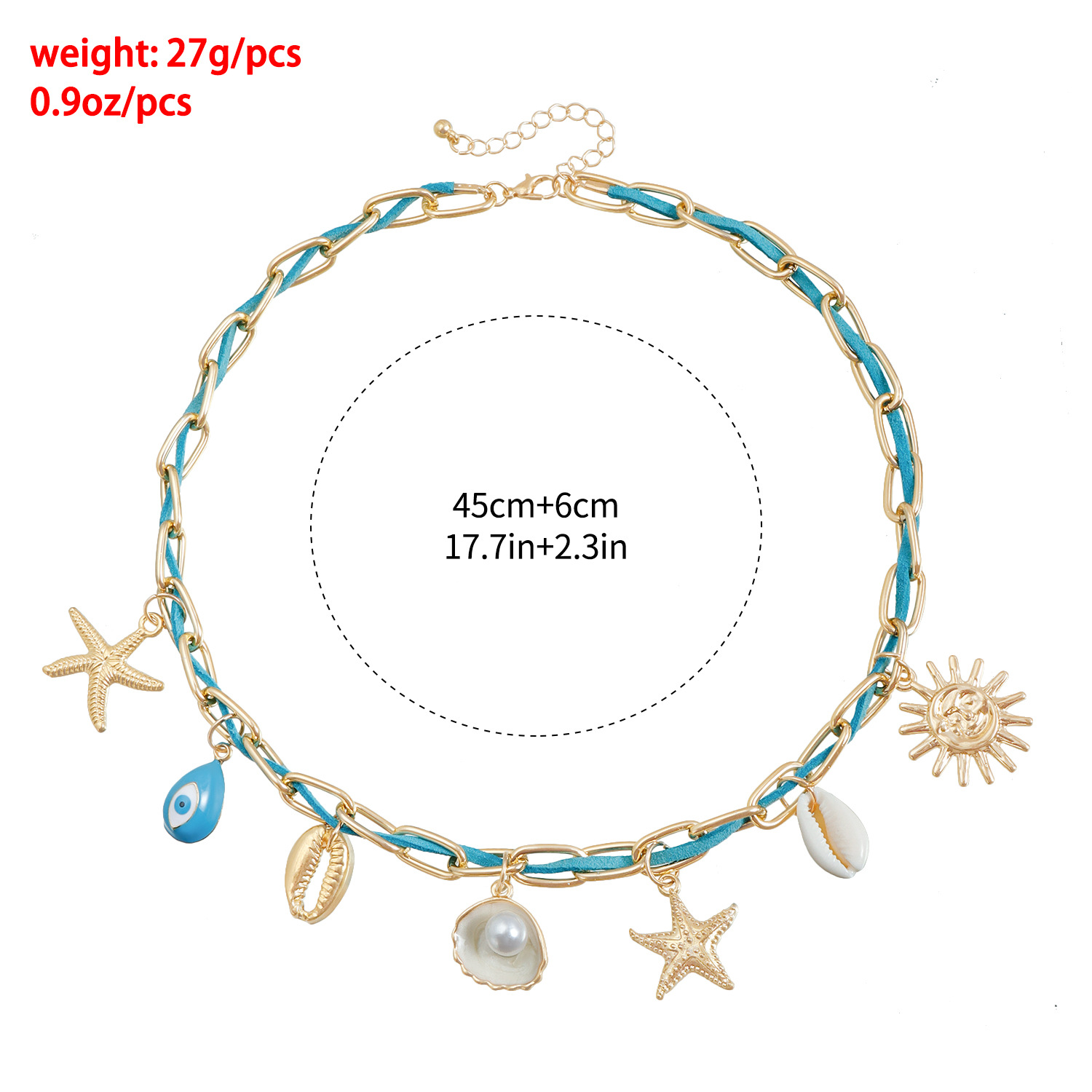 30g Weight Lobster Trigger Clasp Closure Clasp Closure Type Vacation Marine Style Sun Starfish Alloy Cable Chain Lobster Trigger Clasp Closure Pendant Necklaces Wholesale