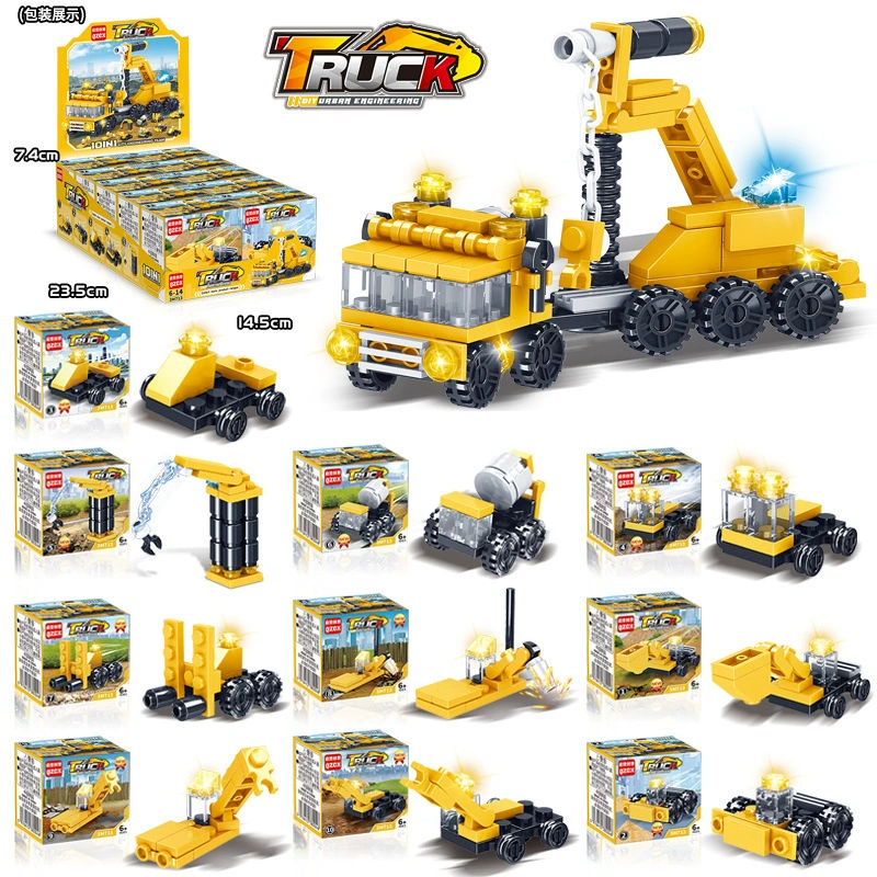Mini Building Blocks Gift Box, 10 Random Mini Sets in One Pack, Assorted Vehicles & Animals