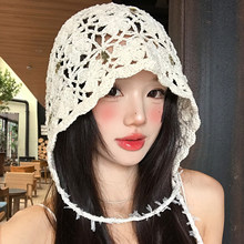 �ֹ���֯���뻨�������οհ�ͷñŮ2026���ļ��¿�����С��ͷñ��