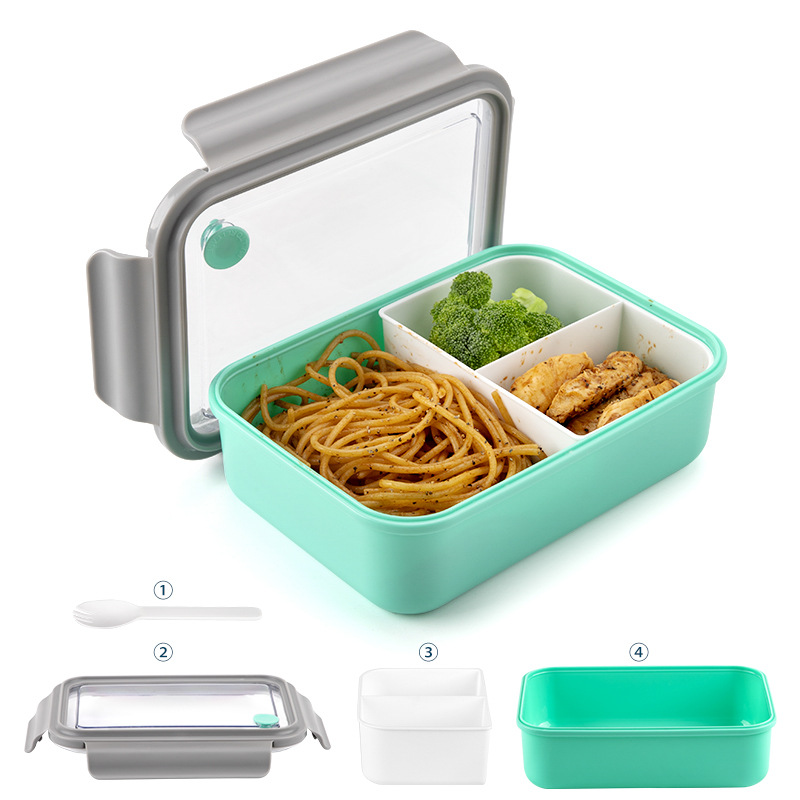 Microwave-Safe Bento Box With 2-Tier Compartments - Leakproof Lunch Container For Office Meal Prep (Dishwasher Safe BPA-Free Plastic)_voghion.com