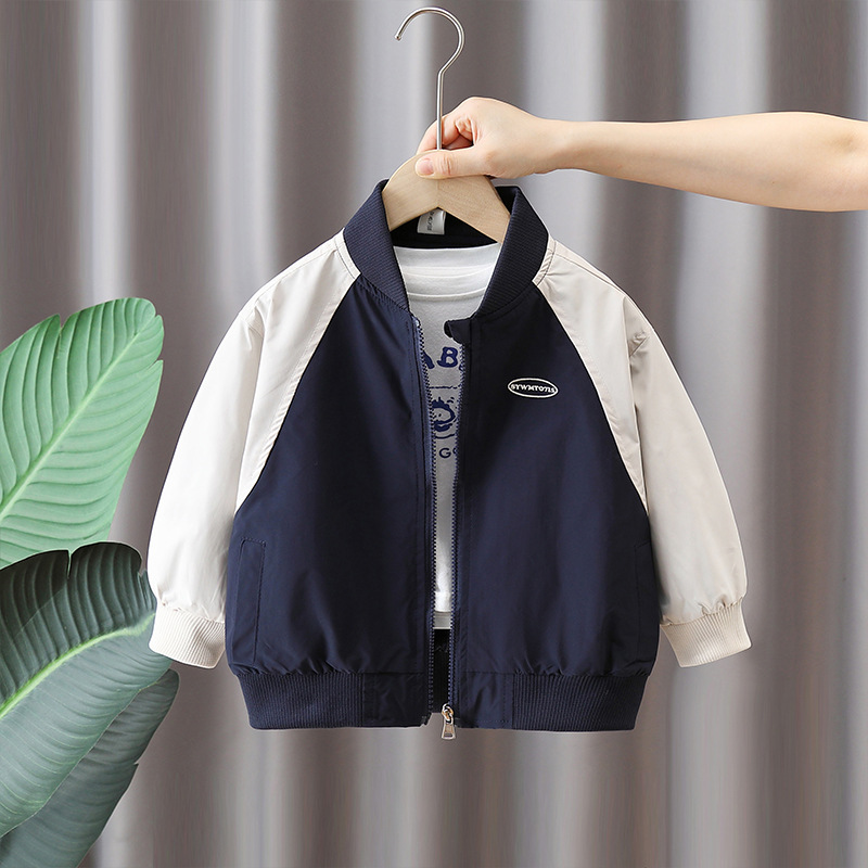 7649 chaqueta de color para niños ropa de primavera y otoño 2025 nueva chaqueta de moda coreana para niños ropa de béisbol de moda de primavera