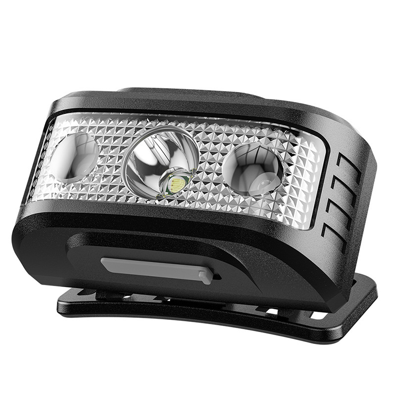 Transfronterizo nueva onda LED de inducción inteligente fuerte luz faro iluminación al aire libre recargable brillante linterna montada en la cabeza