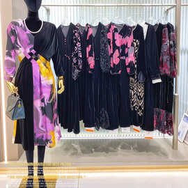 匠为丝绒连衣裙春季新款女装撤柜实体店直播货源品牌撤柜尾款批发