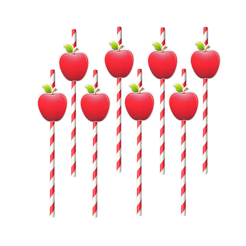 Papel de tarjeta de manzana desechable biodegradable para postre cóctel creativo para la fiesta de paja