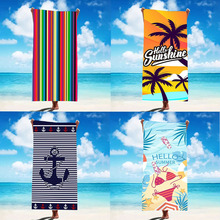 跨境超细纤维沙滩巾双面绒印花速干沙滩毛巾海滩游泳吸水浴巾批发