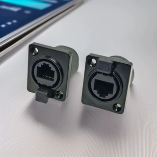 供应D型以太网 网络数据信号数码连接器网口直通金属面板母插座