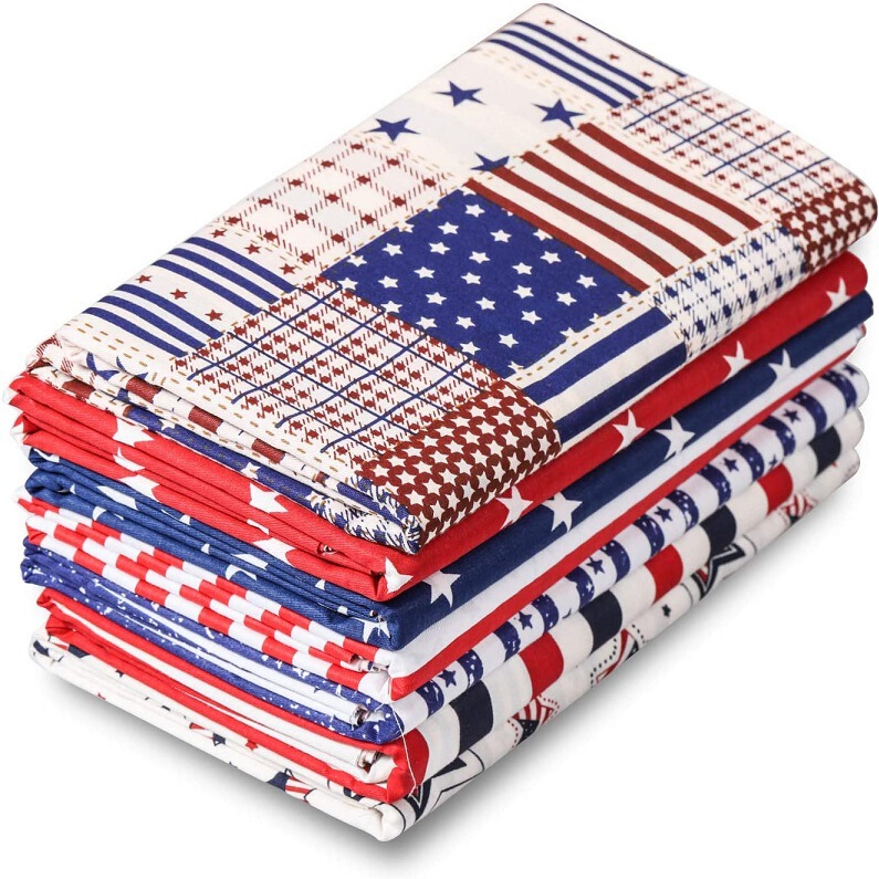 Cross-border trade cotton twill printed fabric star stripe handmade patchwork American flag 7 pure cotton fabric set