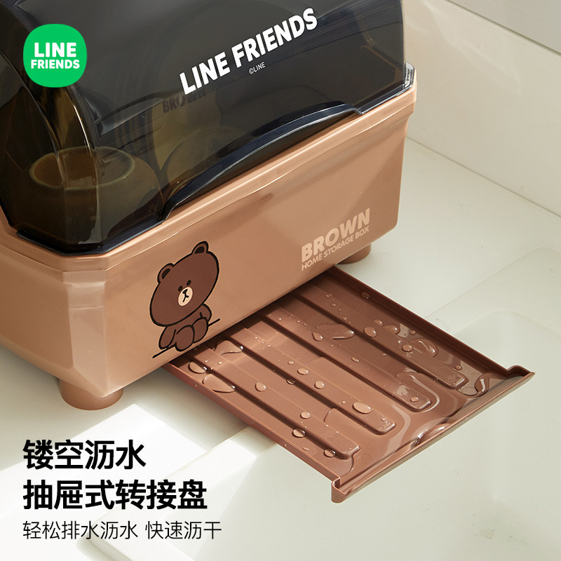 Brown Bear キッチン食器収納ボックス 食器と箸の水切り収納ラック 密閉防塵食器収納ボックス|undefined