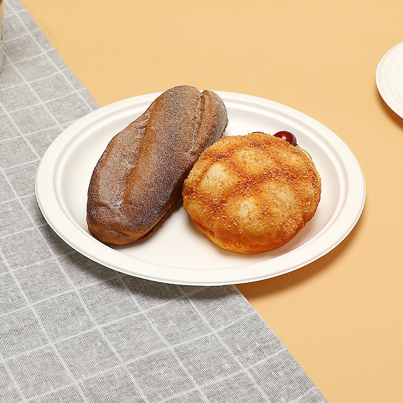 Desechable plato de papel espesado pulpa de caña de azúcar placa de pastel barbacoa bricolaje pintura hecha a mano degradable vajilla placa de papel