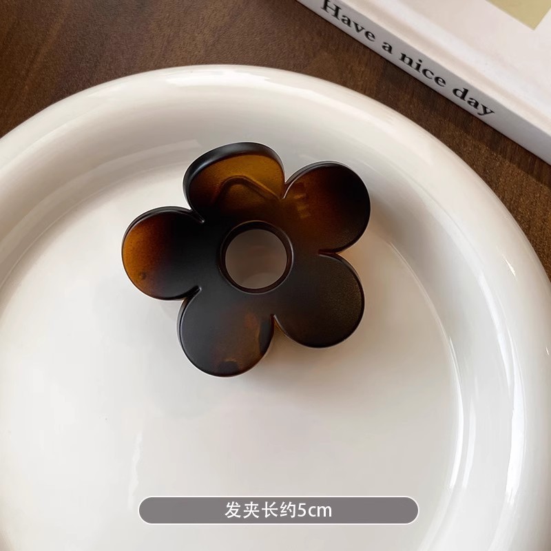 夏日多巴胺色系五瓣花朵小号抓夹ins半扎发夹后脑勺鲨鱼夹|undefined
