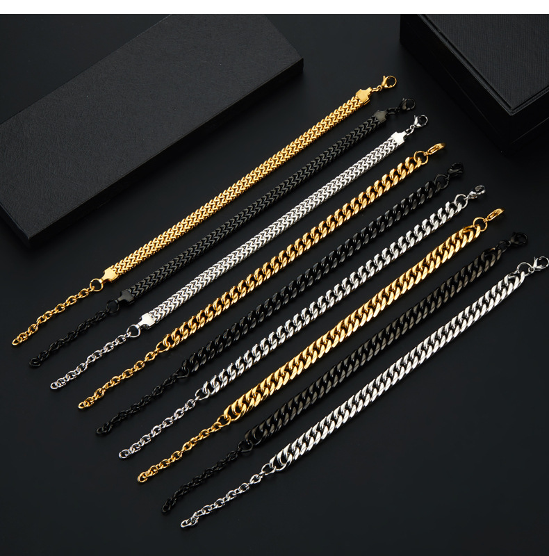 14g Weight Bracelets Classification 304 Stainless Steel Chain Material 1 Piece Quantity Holiday, Daily, Street Occasion 304 Stainless Steel Material Geometric Pattern Men's Gender Plating Design Punk Style Punk Geometric 304 Stainless Steel Plating Men's Bracelets Men's Chain Bracelets 无