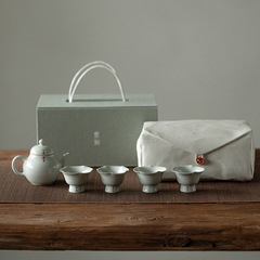 Mucangzhai Teapot and Four Cups Tea Set Gift Box Handcrafted Teapot with High Feet Melon Mouth Cups Petal Cups Home Set