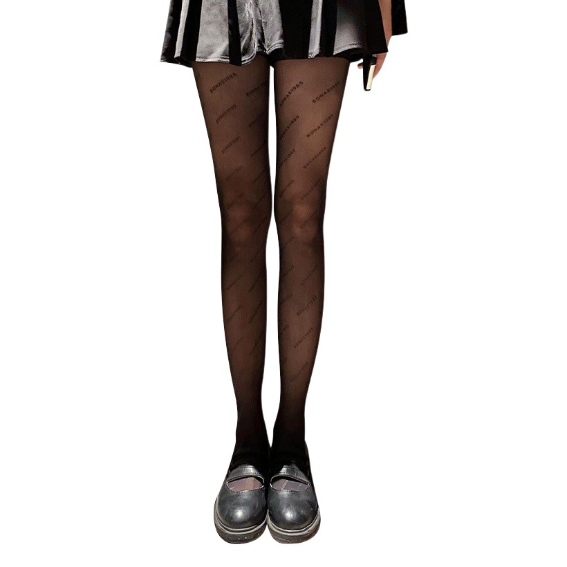 Medias negras de las mujeres delgadas calcetines negros de salto de discoteca calcetines de red carta de celebridad de Internet con pantimedias JK de diamante blanco