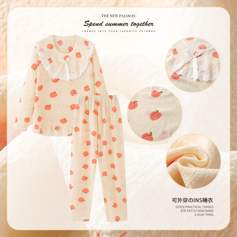 Pijama de primavera y otoño espuma tejida tela arrugada manga larga princesa de dibujos animados se puede usar con ropa de vestir