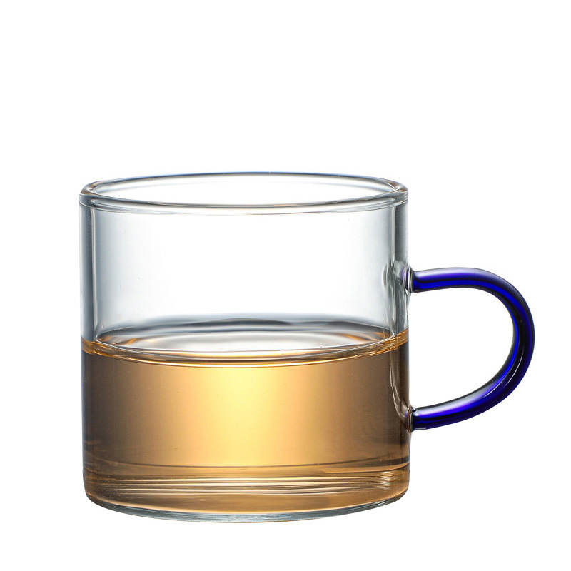 Taza de vidrio de alto borosilicato con mango, taza de vidrio de agua, taza de té de seis colores