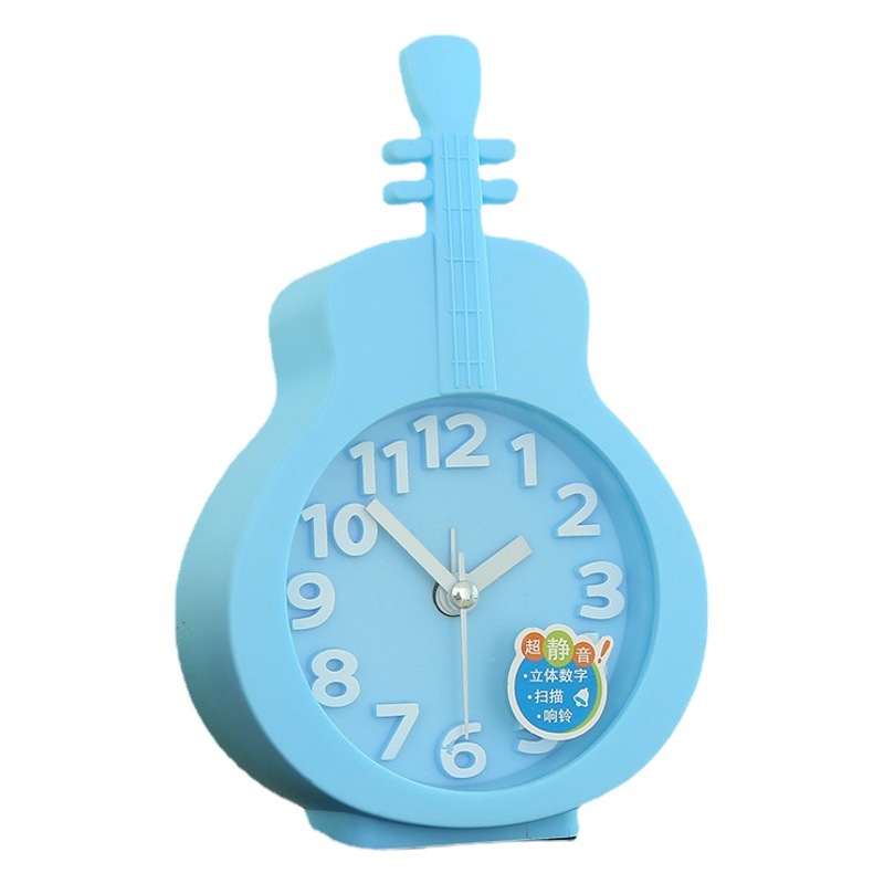 Directo de fábrica estudiante violín creativo color caramelo cuarzo pequeño reloj de alarma mudo caminar tiempo electrónico niños reloj al por mayor