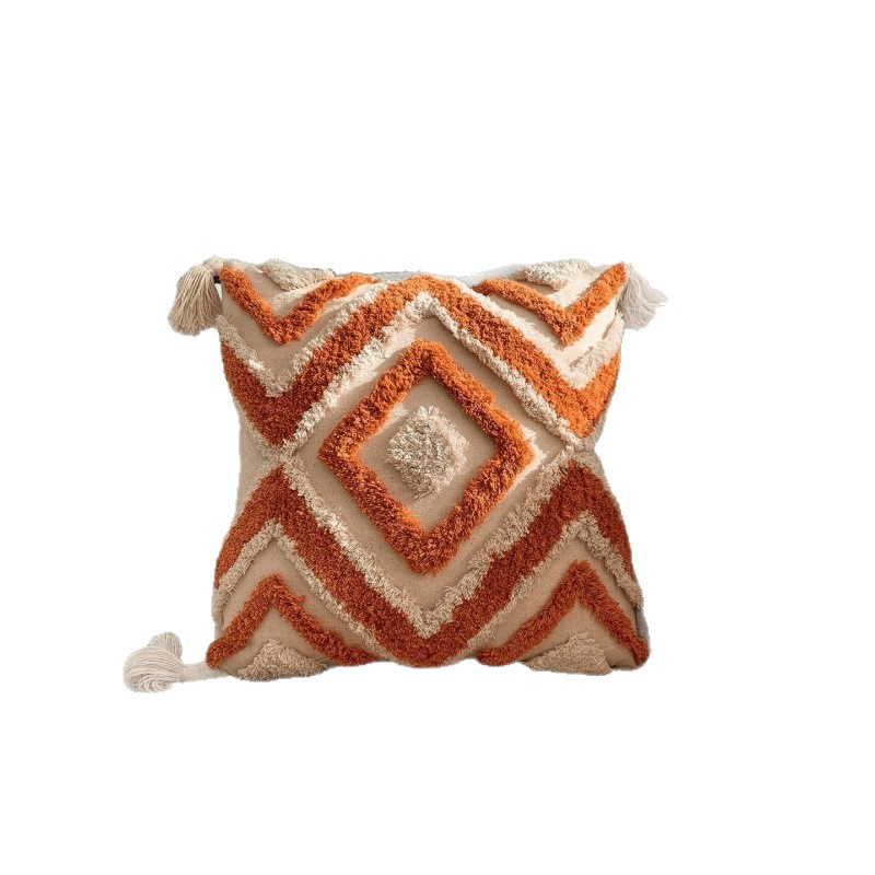 Nórdico abrazos rojos Simia funda de almohada de lujo ligero sofá sala de estar almohada de borda cojín