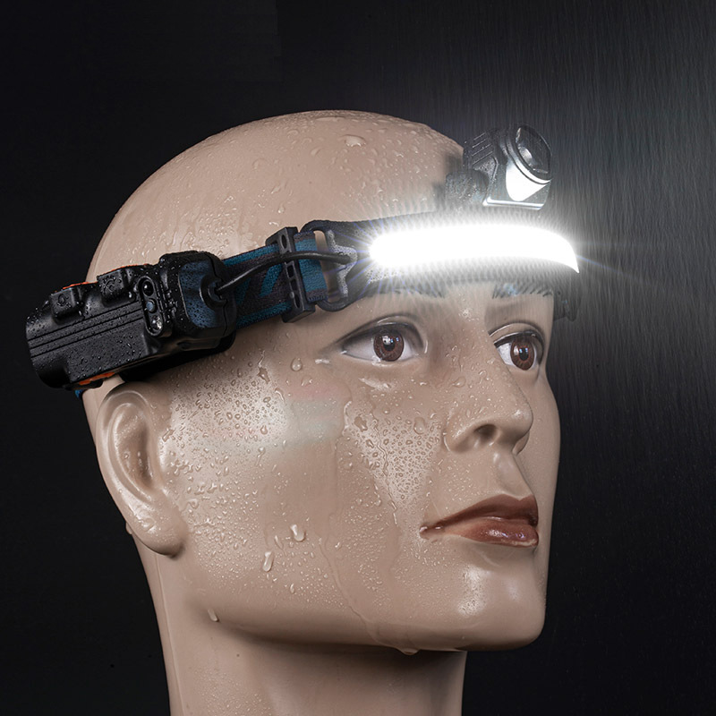 Transfronterizo nuevo LED mini multifunción cabeza de inducción de onda COB luz al aire libre aventura pesca linterna de luz fuerte