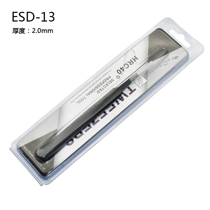 Pinzas de acero inoxidable para manualidades, pinzas puntiagudas para decoración de uñas, pestañas postizas, herramienta antiestática ESD-15 para bisutería.