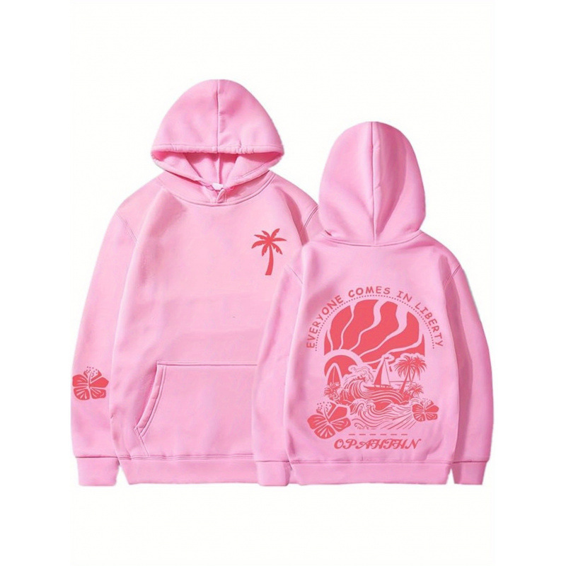 2026 Cross-Border New European and American Pink Hoodie (Women's) Girls' Preppy Sweatshirts