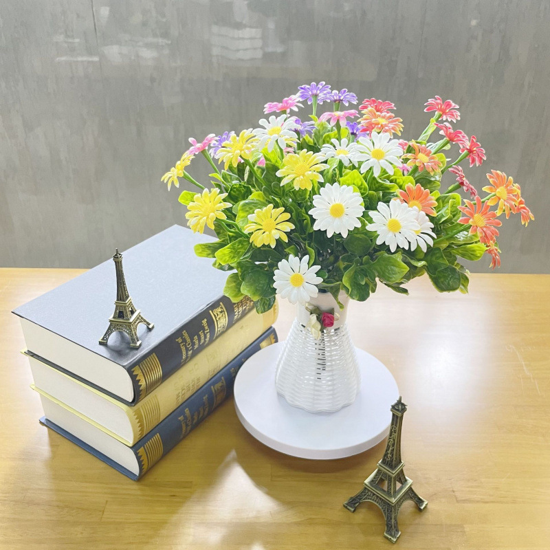 Decoración Flor falsa Simulación Flor seca Mobiliario para el hogar Interior Decoración de la mesa de comedor Sala de estar Ramo de plástico Armario de TV Planta en maceta