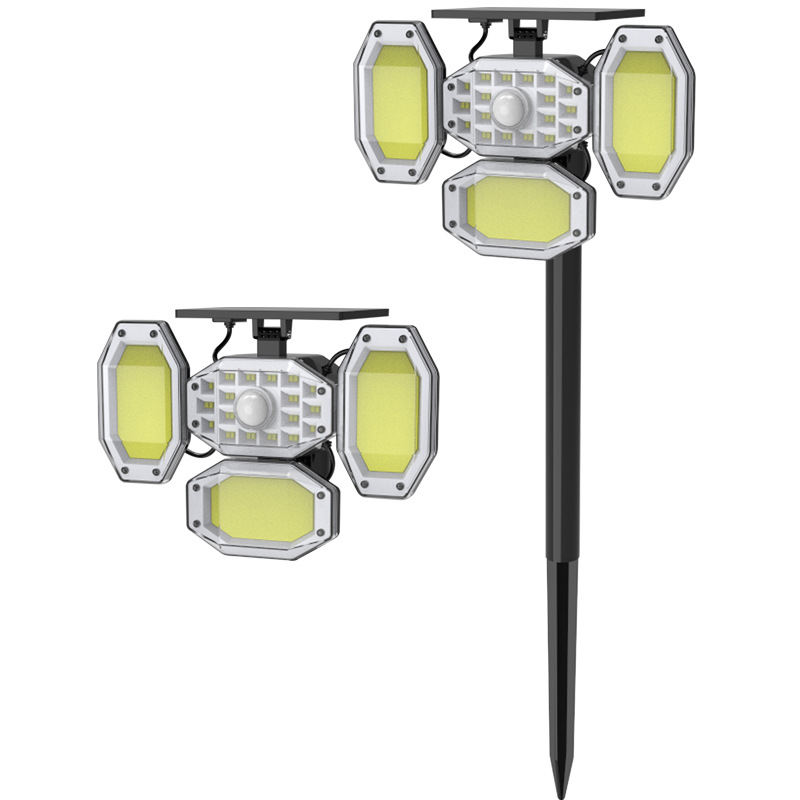 Lámpara solar lámpara de jardín al aire libre hogar transfronteriza nueva lámpara de pared de cuatro lados jardín inducción control remoto LED lámpara de césped