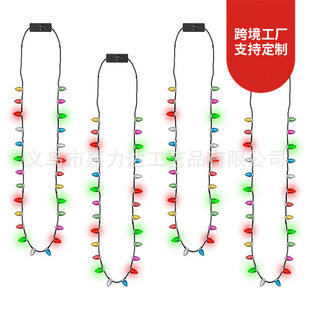 Cross-Border New Christmas Led Millet Bead Light Bulb Luminous Necklace Holiday Party Flash Jewelry Wholesale