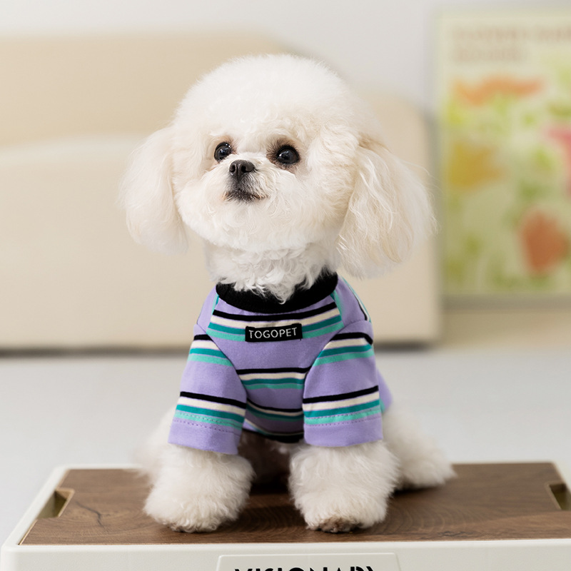 Primavera y verano perros chaleco delgado a rayas de dibujos animados elefantes camisetas de dos patas perros pequeños y medianos gatos ropa de perros