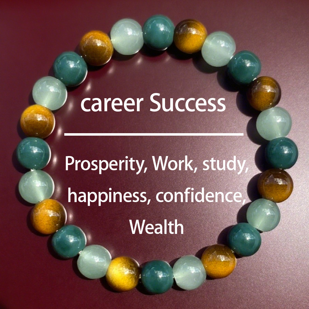 Temu Xiyin Tk Cross-Border Popular Bracelet Natural Stone Bracelet Women's Green Crystal Tiger Eye Stone Fitness Bracelet Beads